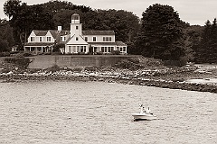 Relaxing Near Poplar Point Lighthouse - Sepia Tone